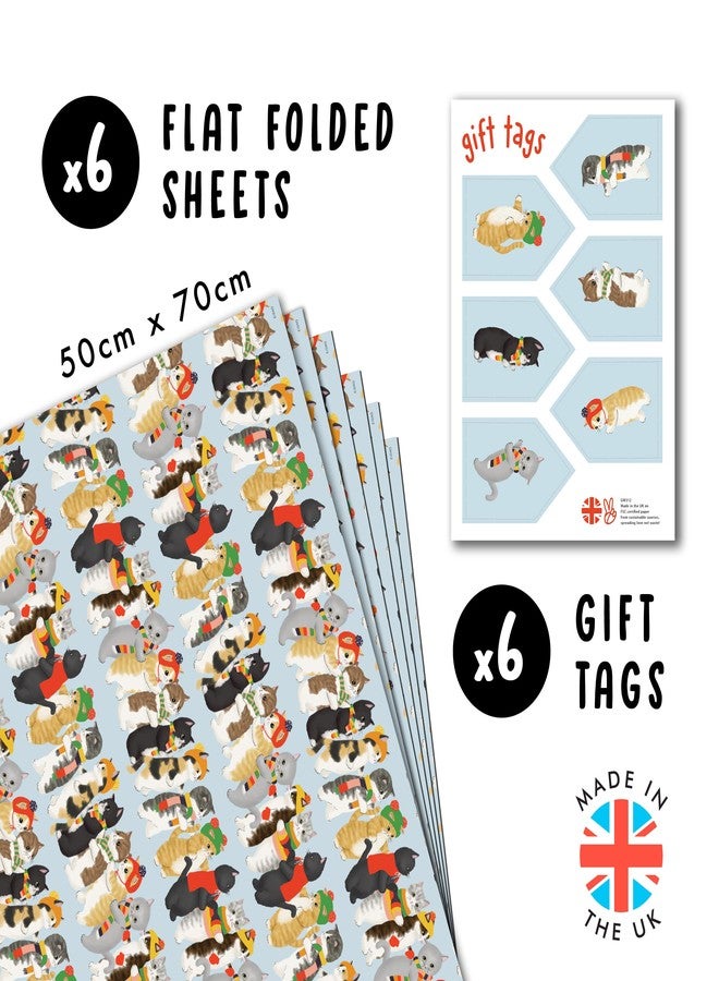 CENTRAL 23 Cat Christmas Wrapping Paper for Girls Boys - 6 Sheets of Gift Wrap For Cat Owners - Thick Xmas Wraps For Men Women - Seasonal - Holiday - Presents for Him Her - Recyclable - Image 2